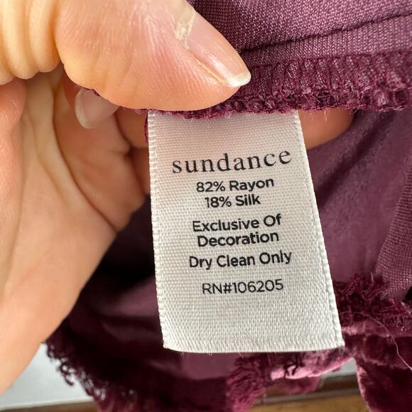 Sundance Maroon Lightweight Velvet Shift 3/4 Sleeve Dress - Picture 6 of 7